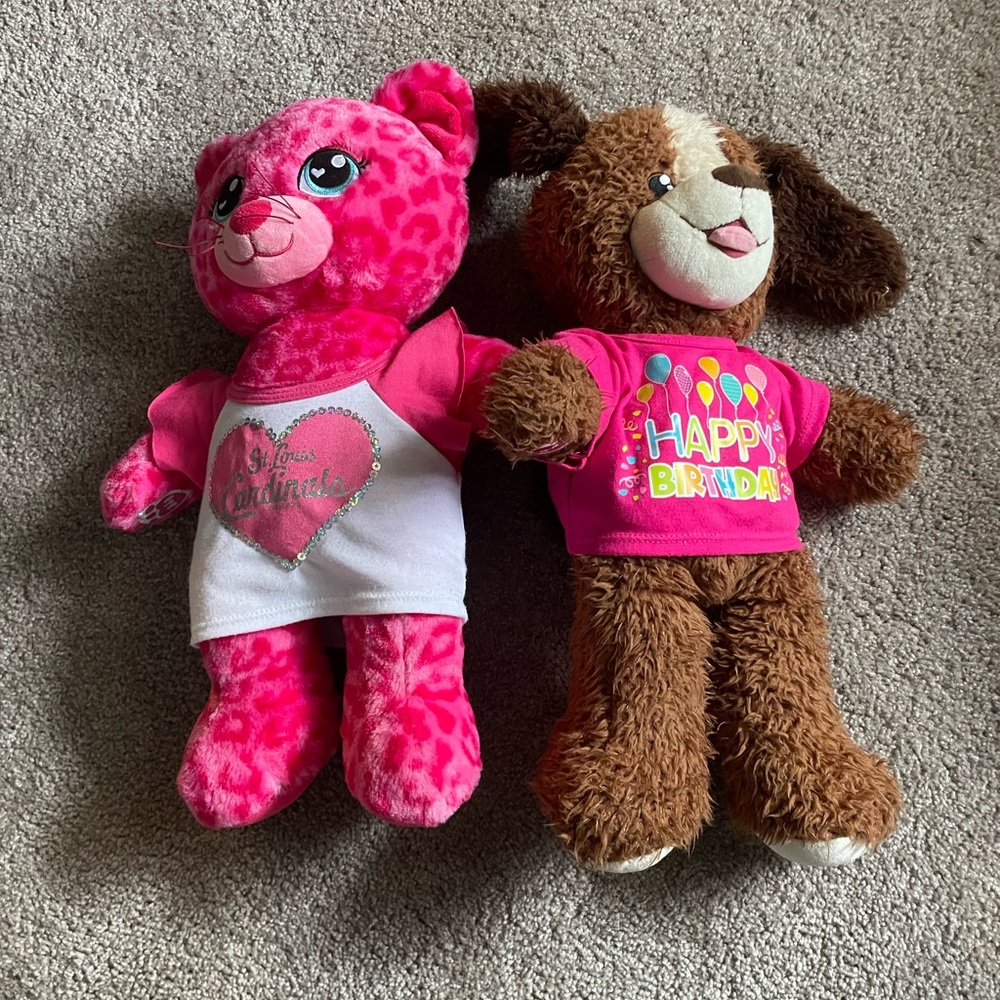 Pink and Brown Plush Toy Set